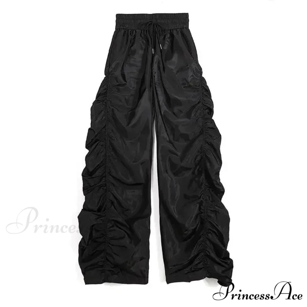 Comfortable Black Baggy High-Waist Halloween Pants Black / S