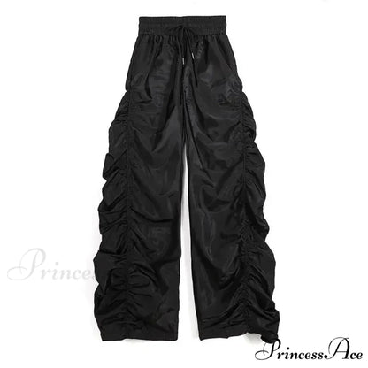 Comfortable Black Baggy High-Waist Halloween Pants Black / S