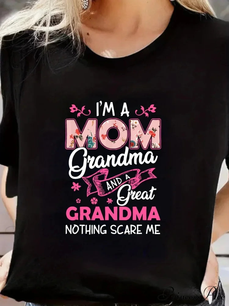 Comfy Short Sleeve Graphic Flower & Letter Print Round Neck Women’s Summer Tops T-shirt