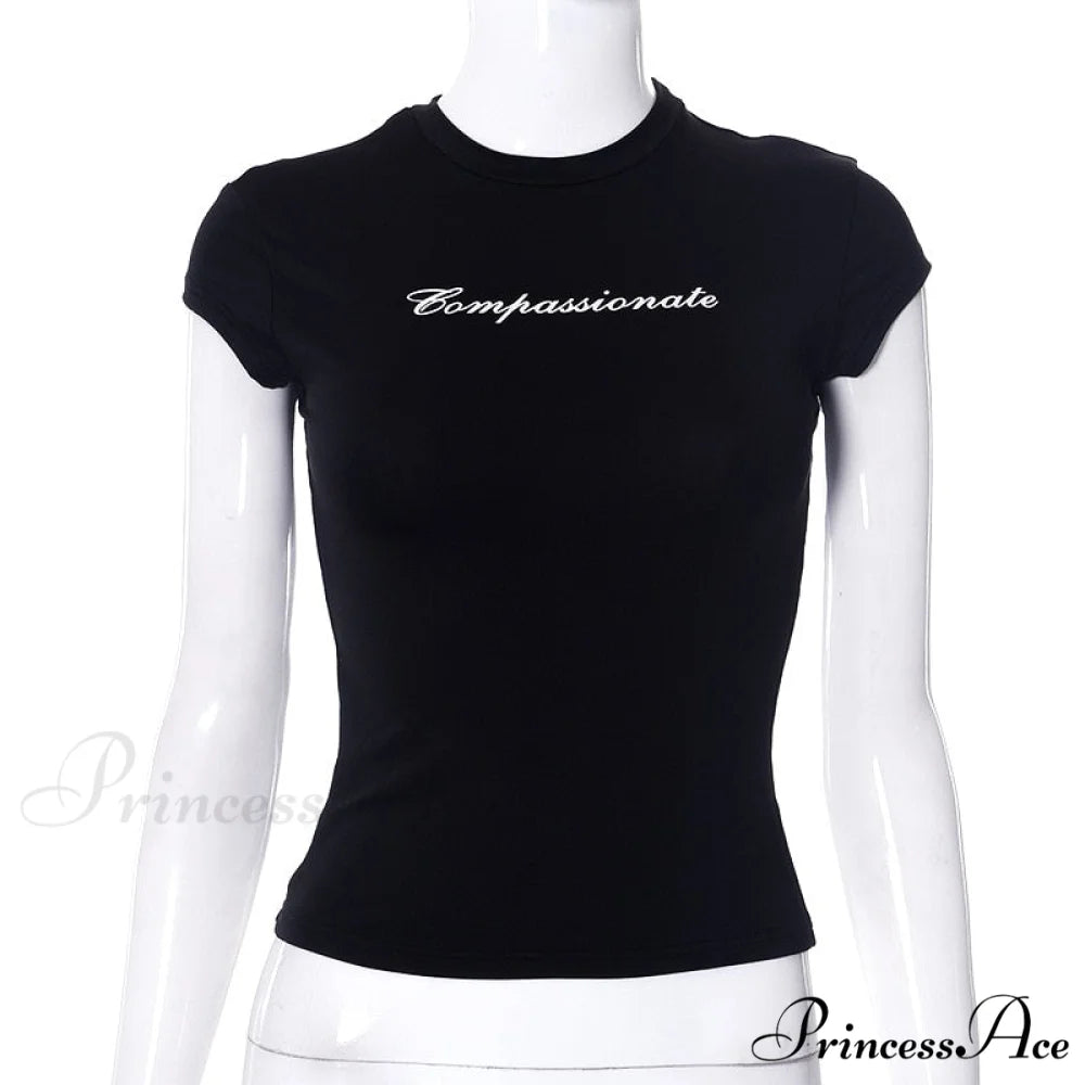 Compassionate Short-Sleeve Stylish Black Tee