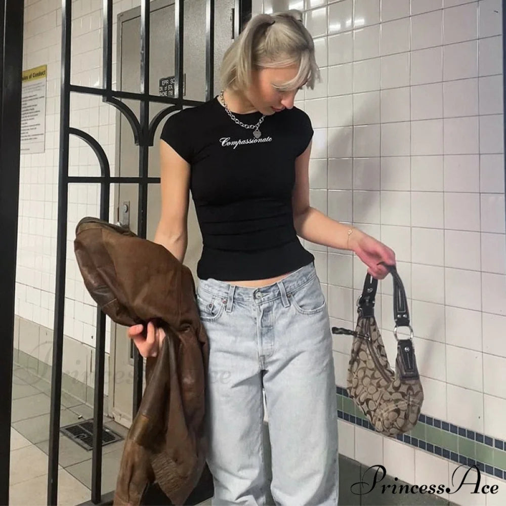 Compassionate Short-Sleeve Stylish Black Tee