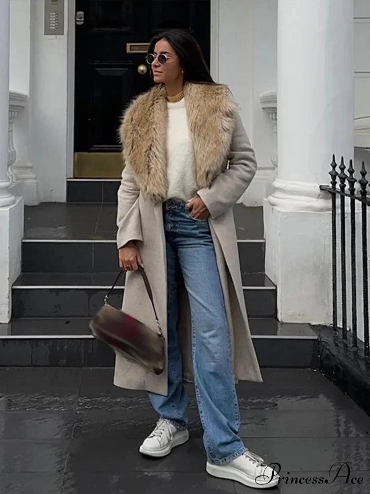 Concealed Button Collar Maxi Winter Overcoat overcoats-241228