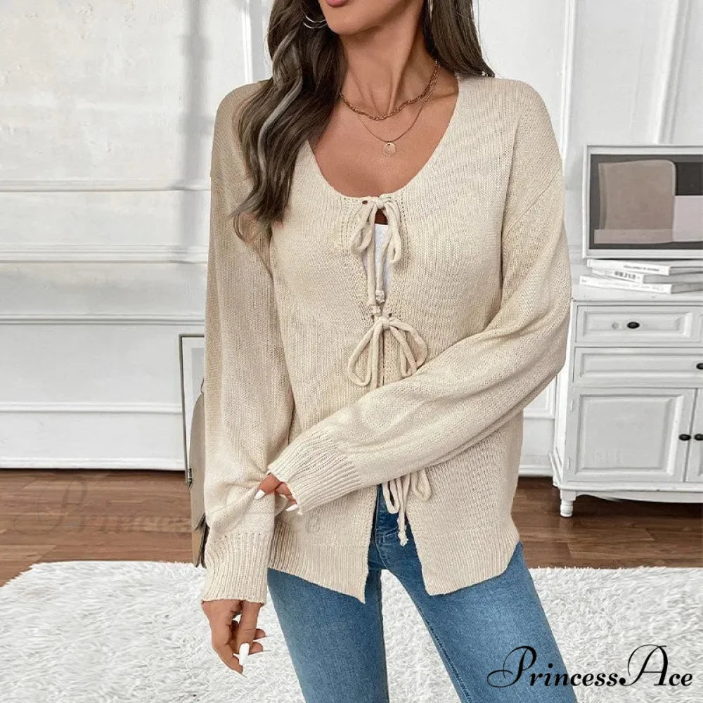 Connect-Up Circular Neck Unpatterned Sweater Jacket Cardigan cardiagn-250126