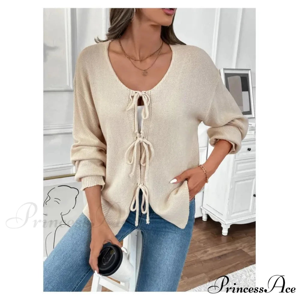 Connect-Up Circular Neck Unpatterned Sweater Jacket Cardigan cardiagn-250126