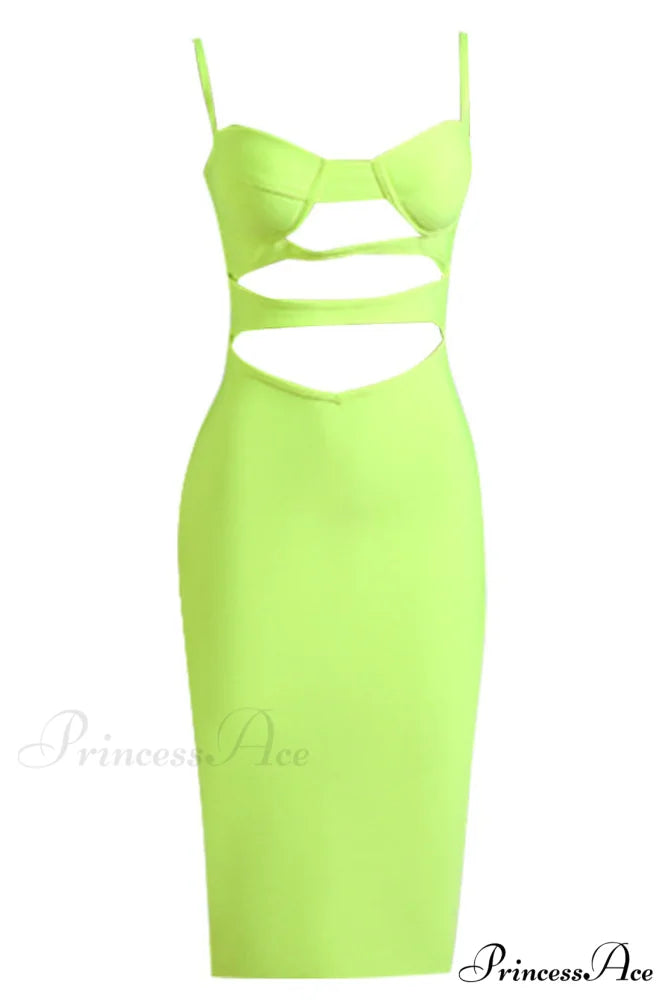 Constance Cut Out Charming Bandage Sheath Dress S / Neon Green