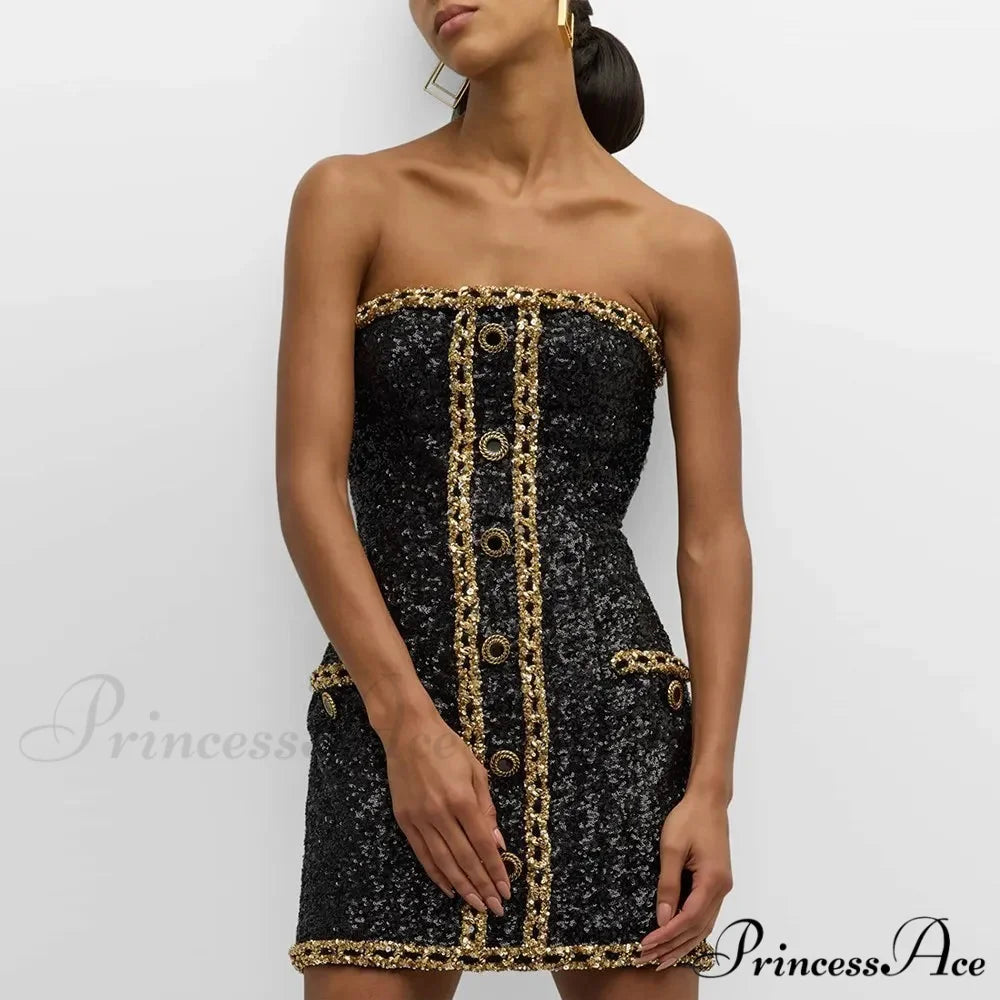 CONSTANTINA Elegant MINI DRESS Black / S