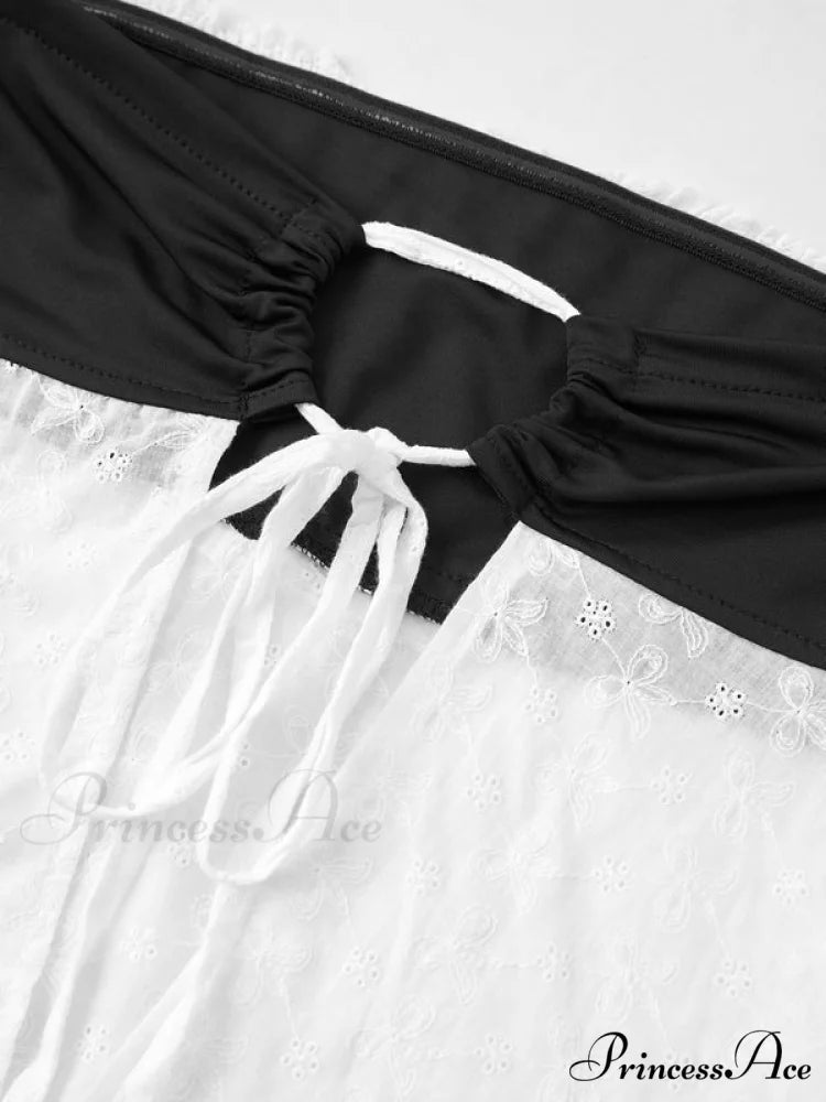 Contrast High Split Sheer Ribbed Classic Knit Maxi Dress - Black