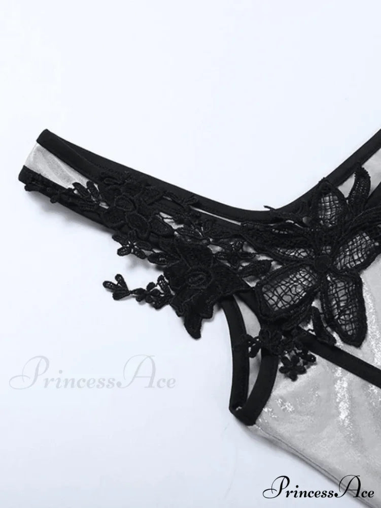 Contrast Paneled Graceful Black Baggy Sweatpants