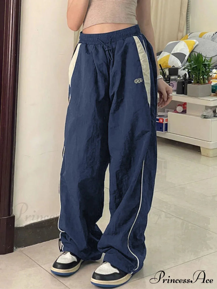 Contrast Paneled Graceful Corset Top Navy Blue / M