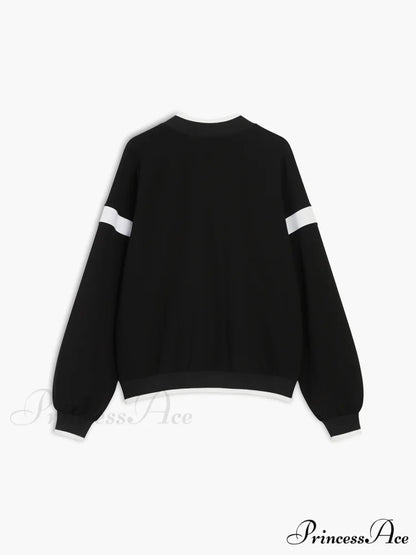 Contrast Trim Graceful Oversized Sweatshirt