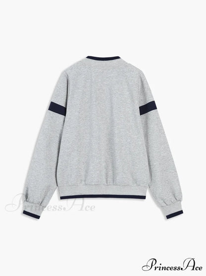 Contrast Trim Graceful Oversized Sweatshirt