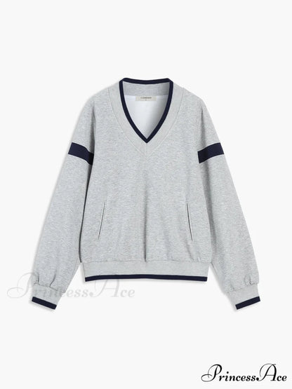 Contrast Trim Graceful Oversized Sweatshirt