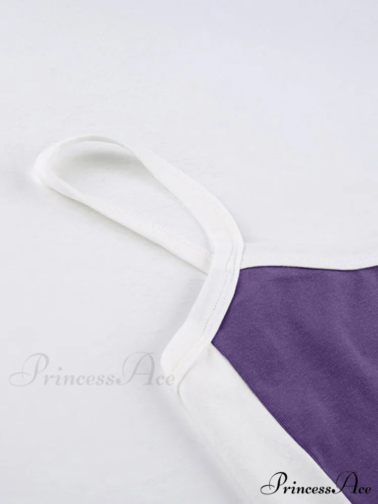 Contrast Trim Rib-Knit Trendy Crop Cami Top