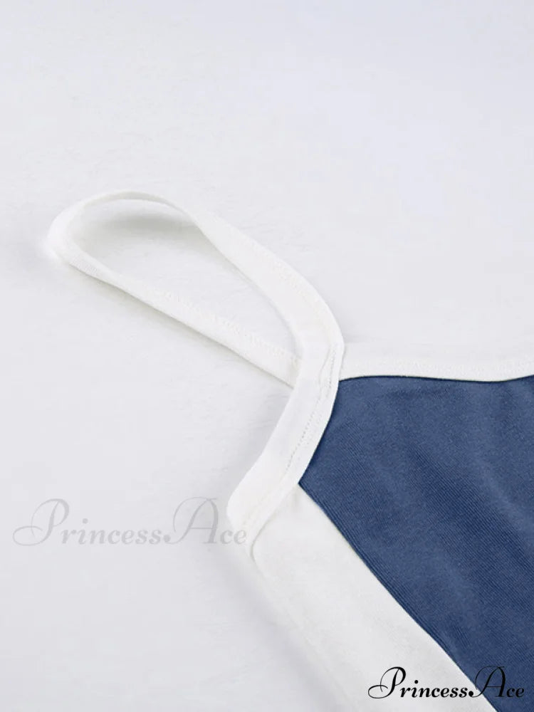 Contrast Trim Rib-Knit Trendy Crop Cami Top