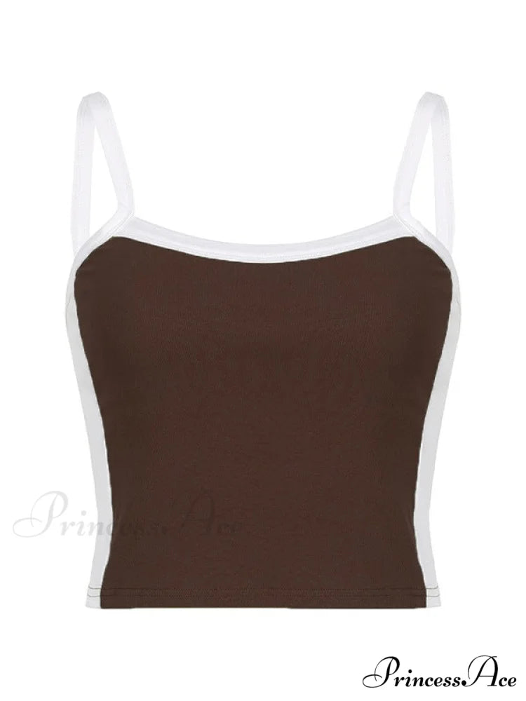 Contrast Trim Rib-Knit Trendy Crop Cami Top