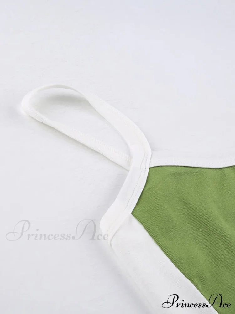 Contrast Trim Rib-Knit Trendy Crop Cami Top