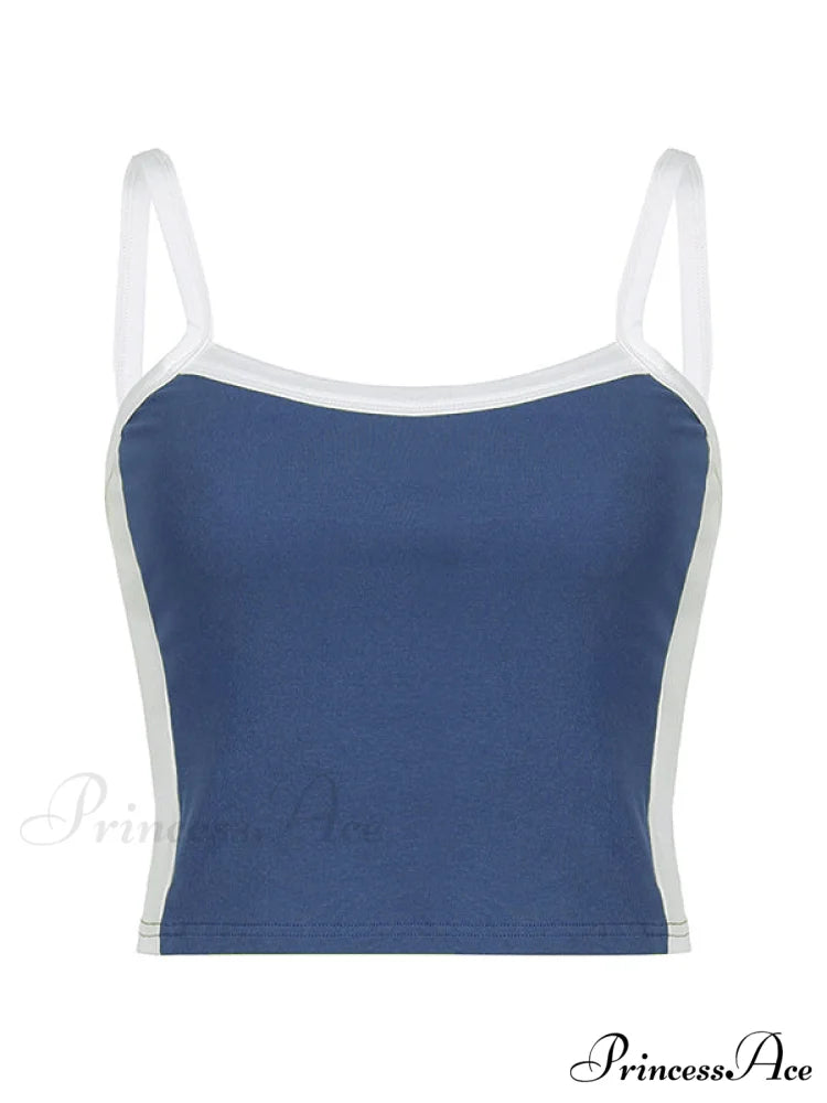 Contrast Trim Rib-Knit Trendy Crop Cami Top