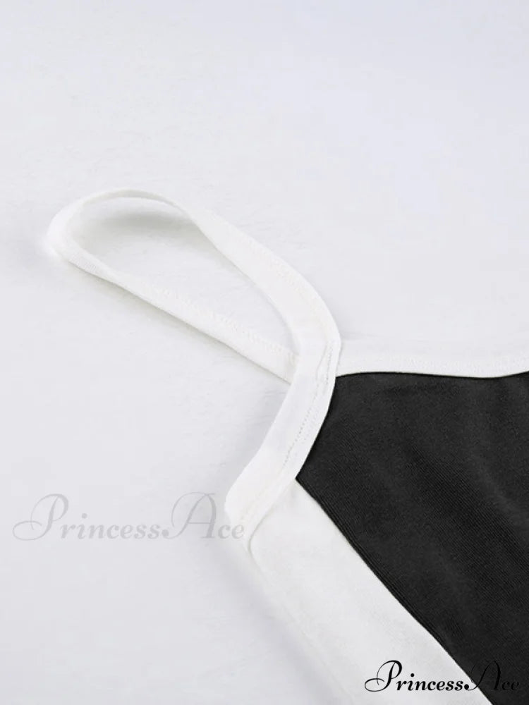 Contrast Trim Rib-Knit Trendy Crop Cami Top