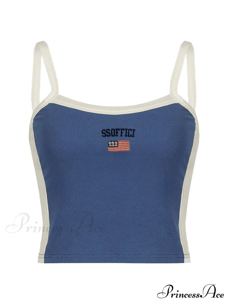 Contrast Trim Rib-Knit Trendy Crop Cami Top