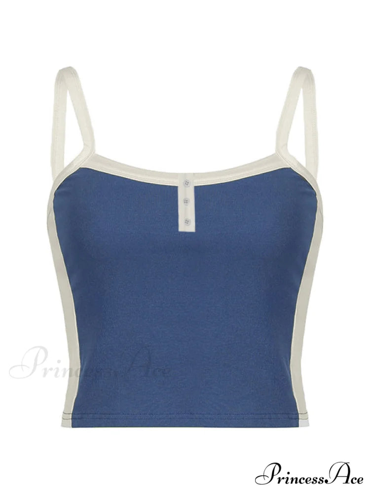 Contrast Trim Rib-Knit Trendy Crop Cami Top