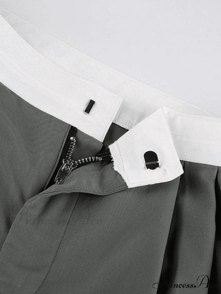 Contrast Waist Graceful Pleated Tailored Pants