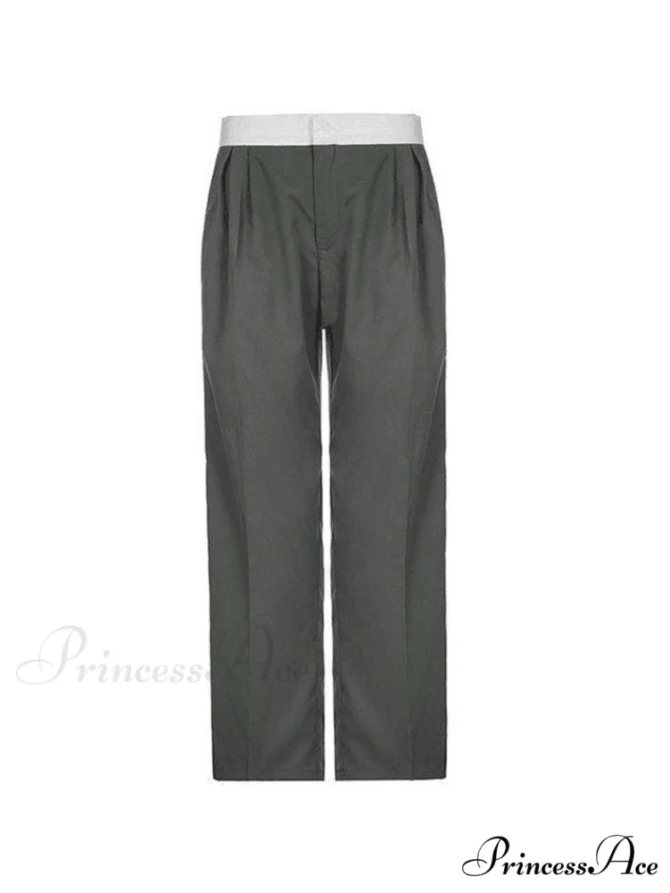 Contrast Waist Graceful Pleated Tailored Pants