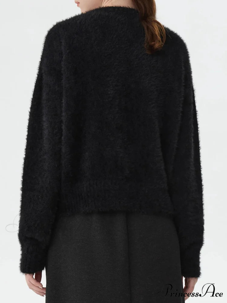 Contrasting Monochrome Dalmatian Stitched Jumper swraters-241228