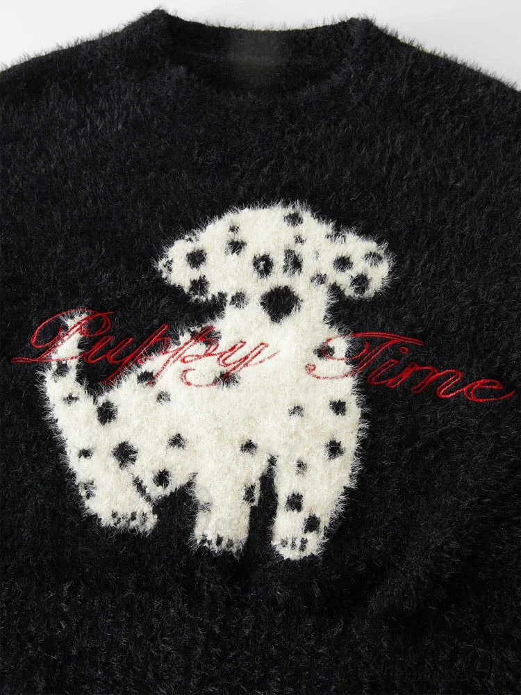 Contrasting Monochrome Dalmatian Stitched Jumper swraters-241228