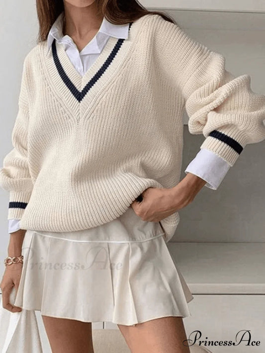 Contrasting Straight Graceful Leg Sweatpants White / S