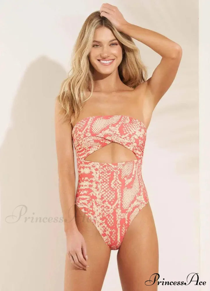 Convertible Print Single-Piece Swimsuit Single Piece onepiece-250223