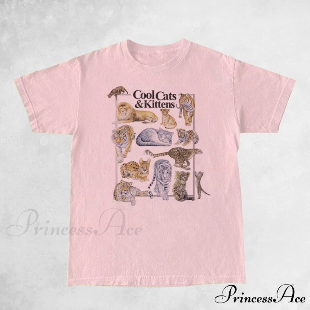 Cool Cats And Charming Kittens Graphic T-Shirt Pink / S