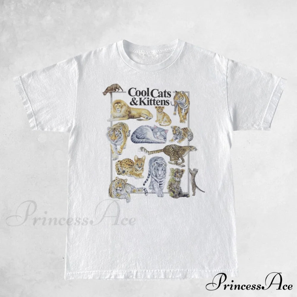 Cool Cats And Charming Kittens Graphic T-Shirt White / S