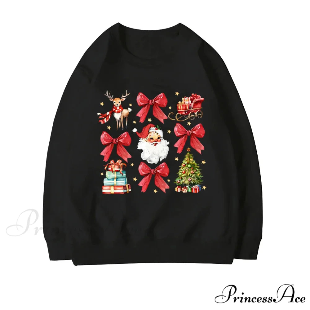 Coquette Christmas Santa Sweatshirt - Holiday Hoodie black 1 / S Christmas Hoodies-L