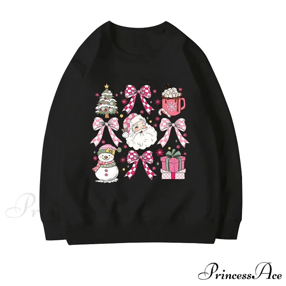 Coquette Christmas Santa Sweatshirt - Holiday Hoodie black 2 / S Christmas Hoodies-L