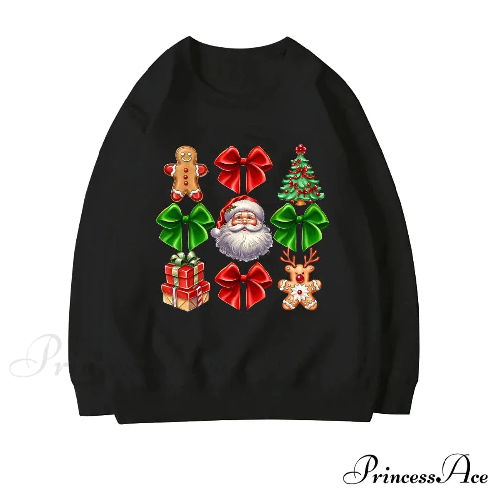 Coquette Christmas Santa Sweatshirt - Holiday Hoodie black 3 / S Christmas Hoodies-L