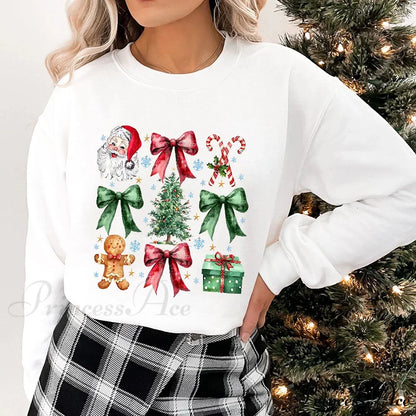 Coquette Christmas Santa Sweatshirt - Holiday Hoodie Christmas Hoodies-L