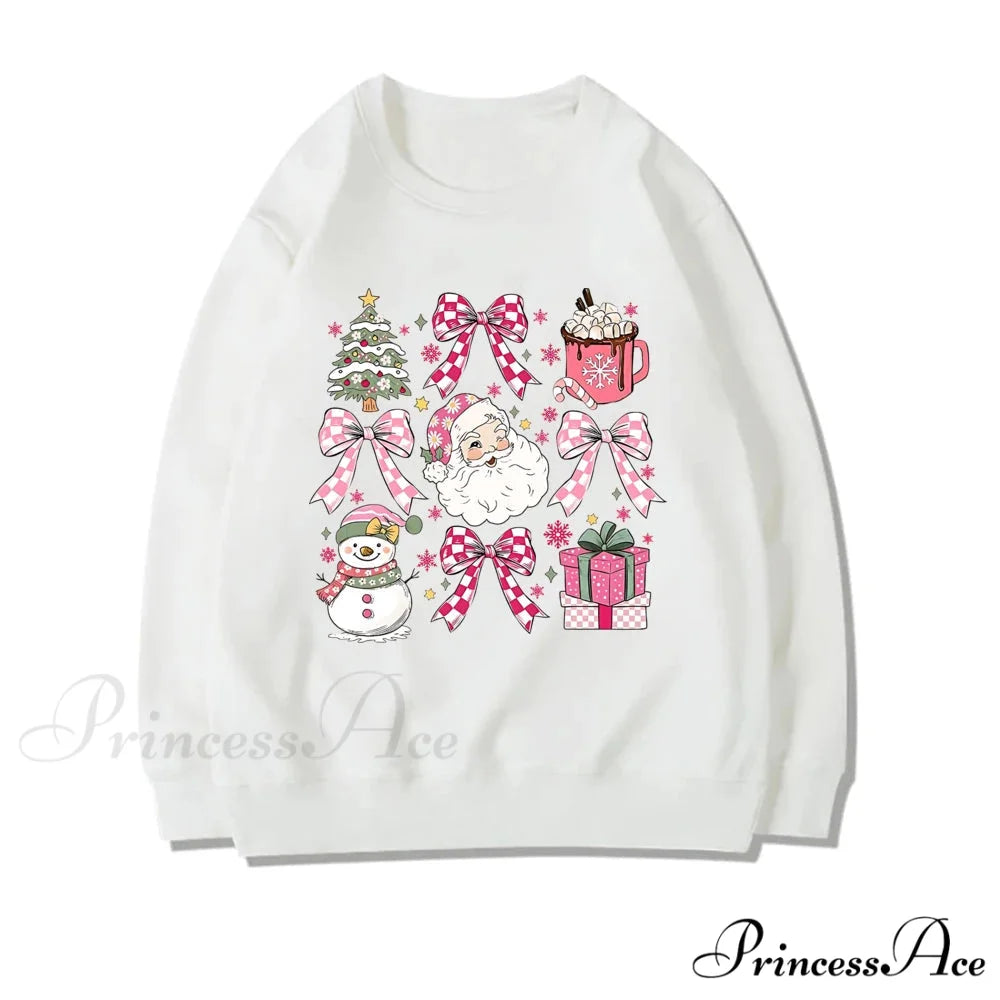 Coquette Christmas Santa Sweatshirt - Holiday Hoodie white 2 / S Christmas Hoodies-L