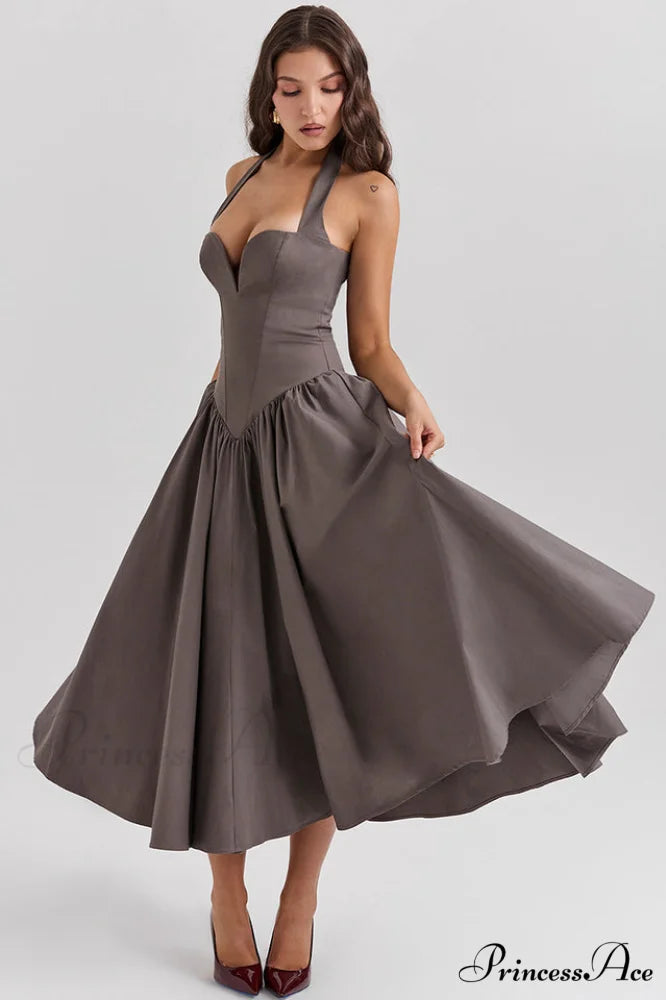 Coquette Scarlet Stylish Halter Midi Dress
