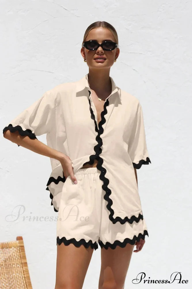 CORA TWO Stylish PIECE SET Beige Black / S