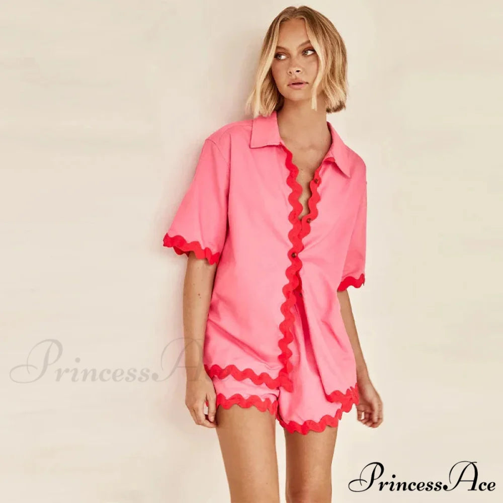 CORA TWO Stylish PIECE SET Rose Red / S