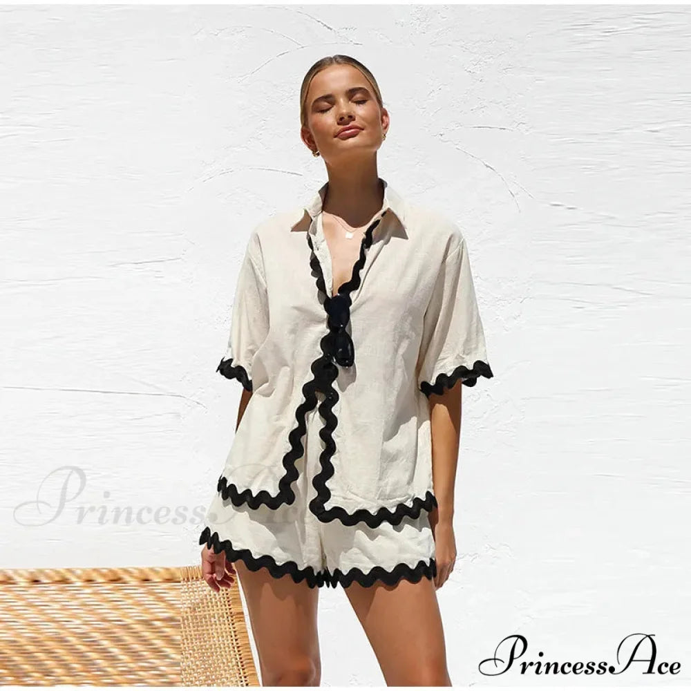 CORA TWO Stylish PIECE SET White black / S