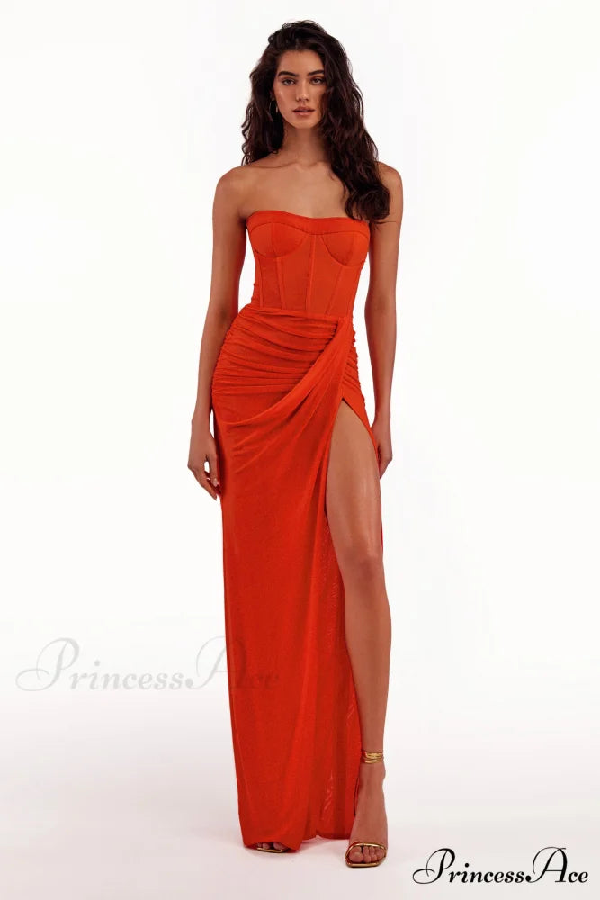 Coral Blazing Stylish Off-The-Shoulder Maxi Dress XS / Coral