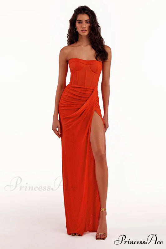 Coral Blazing Stylish Off-The-Shoulder Maxi Dress XS / Coral