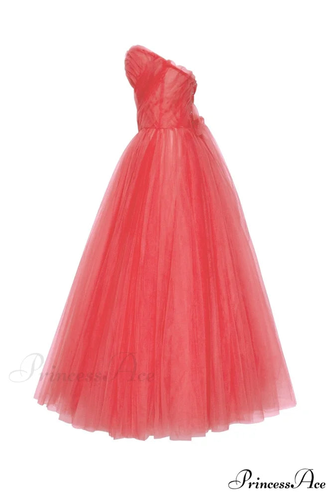 Coral Tender Stylish Midi Tulle Dress