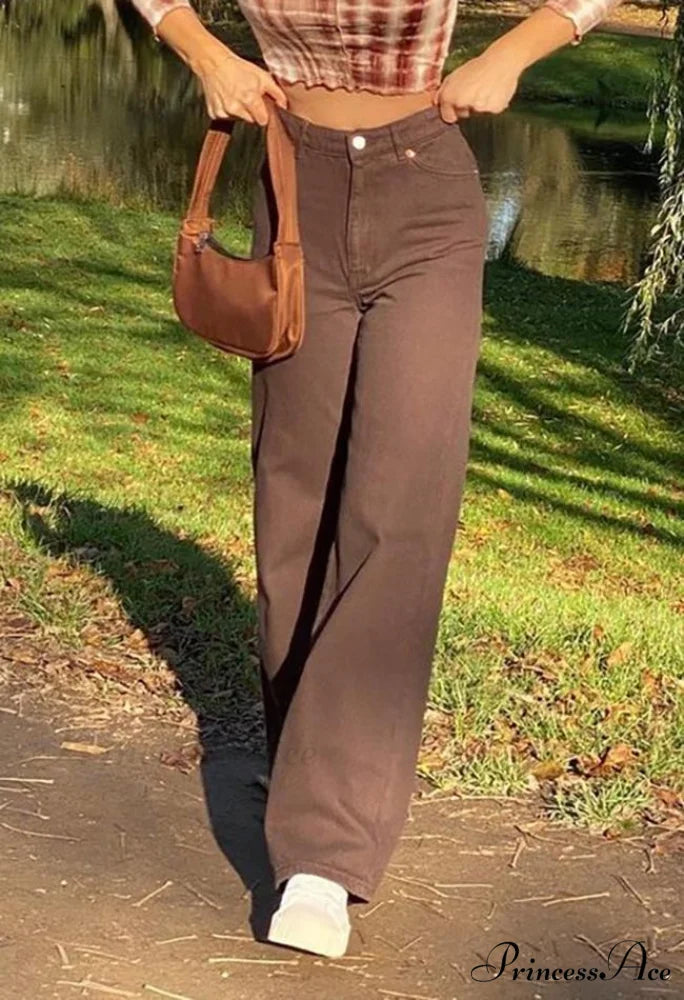 Corduroy Patchwork High Trendy Waist Straight Pants