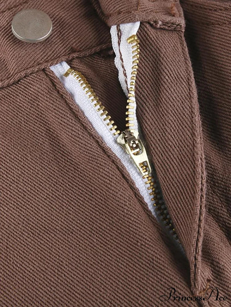 Corduroy Patchwork High Trendy Waist Straight Pants