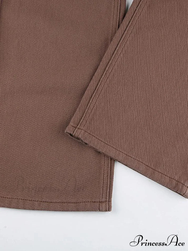 Corduroy Patchwork High Trendy Waist Straight Pants