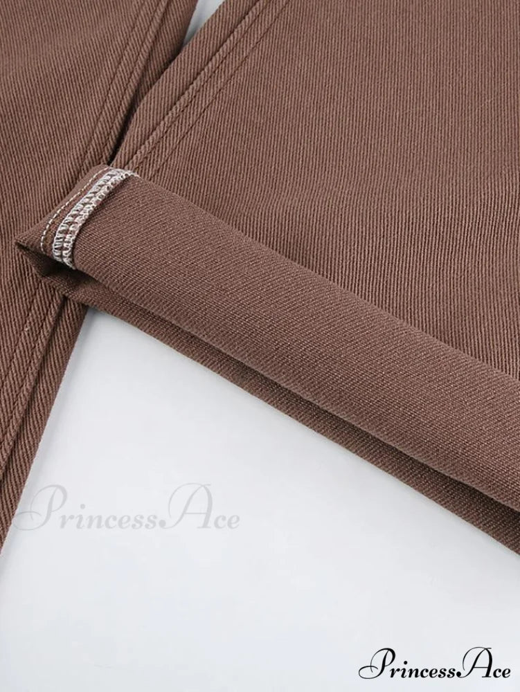 Corduroy Patchwork High Trendy Waist Straight Pants