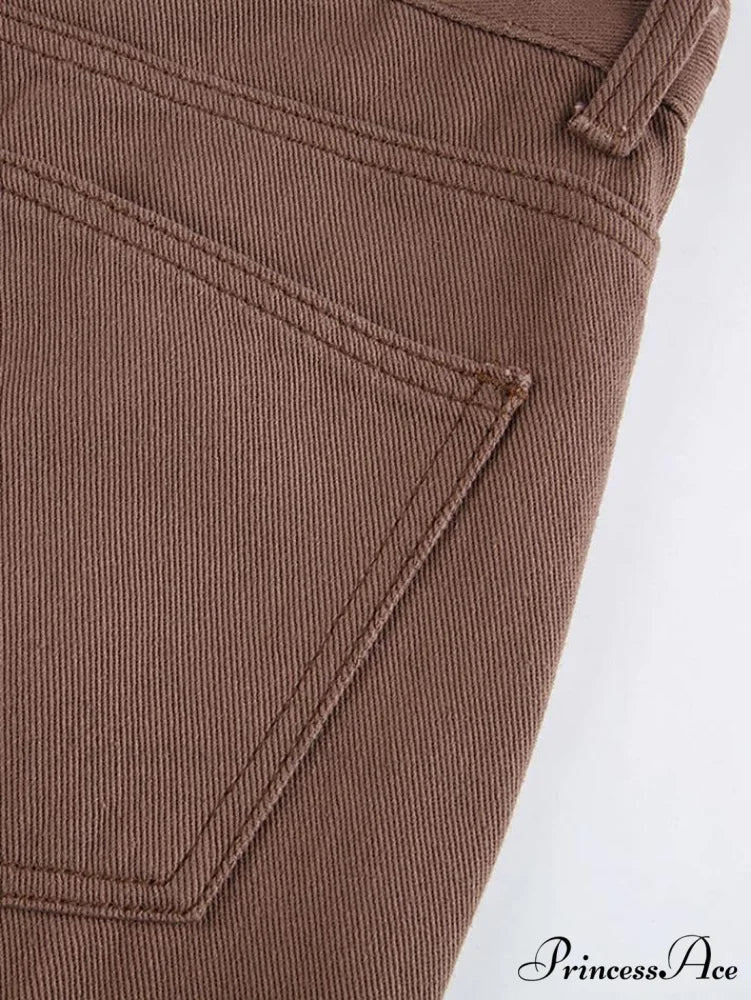 Corduroy Patchwork High Trendy Waist Straight Pants