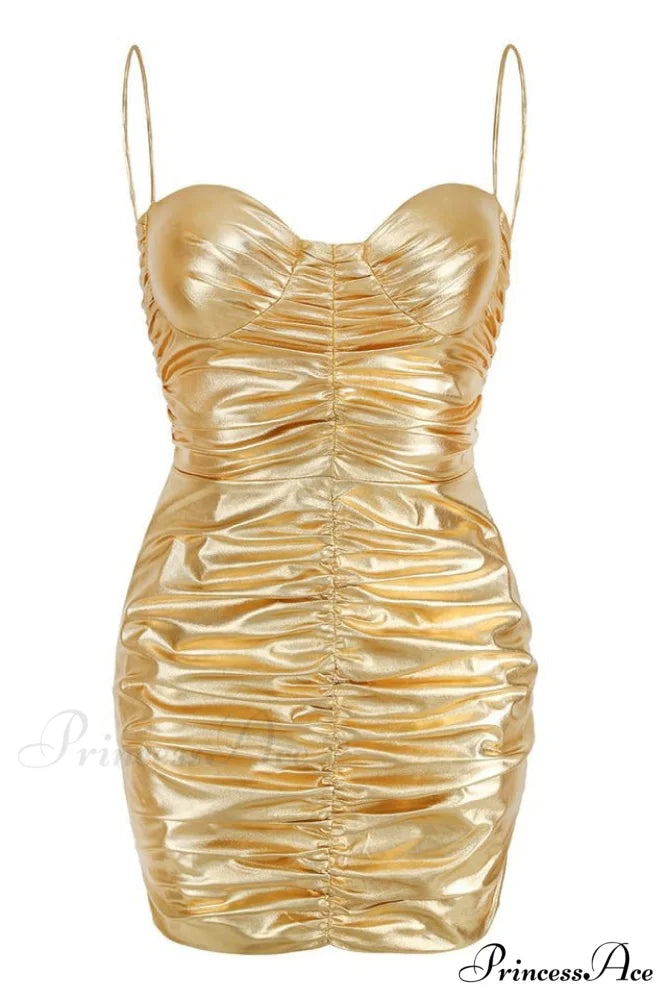 Corin Ruched Stylish Metallic Minidress